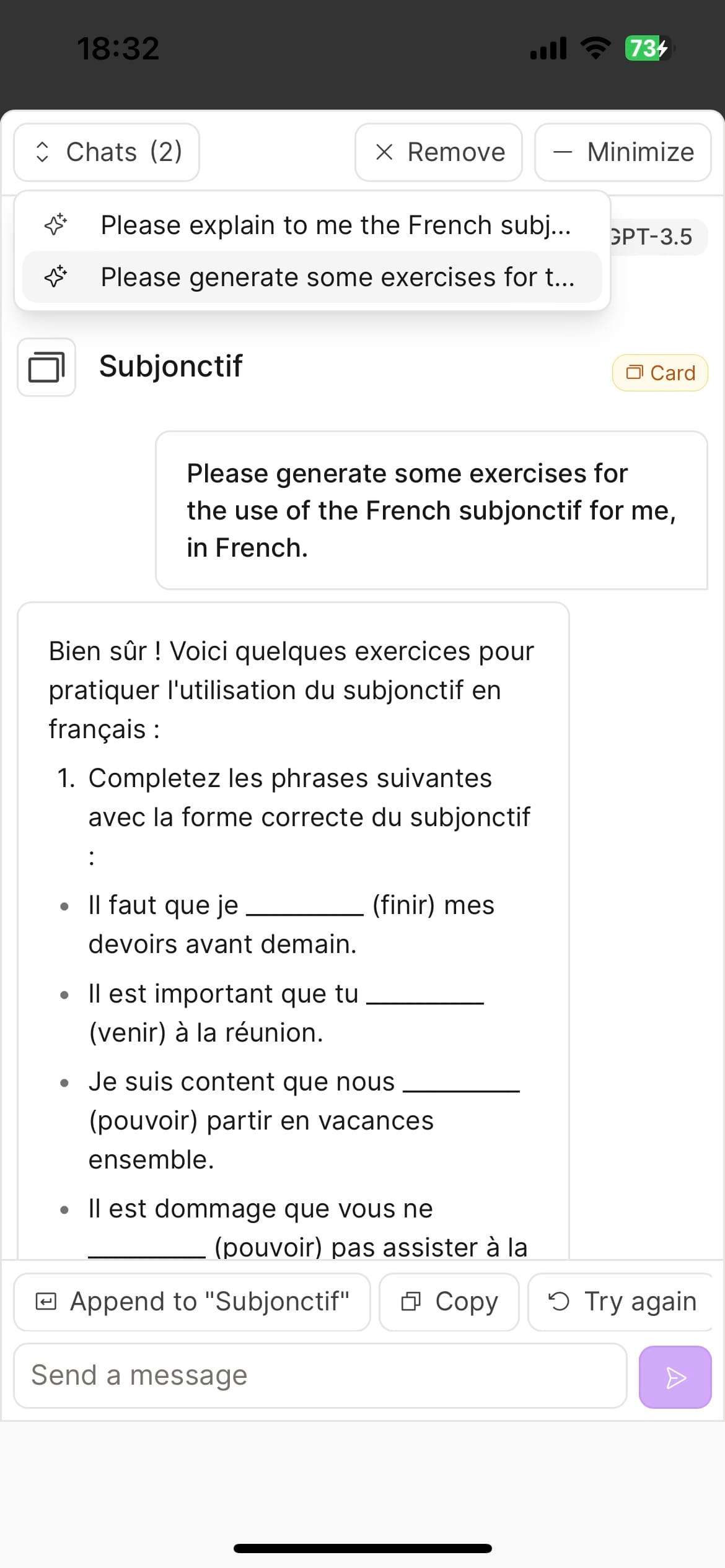 Mobile AI switch between multiple chats